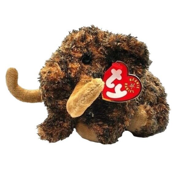 2/$15 Ty Beanie Babies Giganto Wooly Mammoth Plush Brown 7" Stuff Heart Tag 2001 - Picture 1 of 11